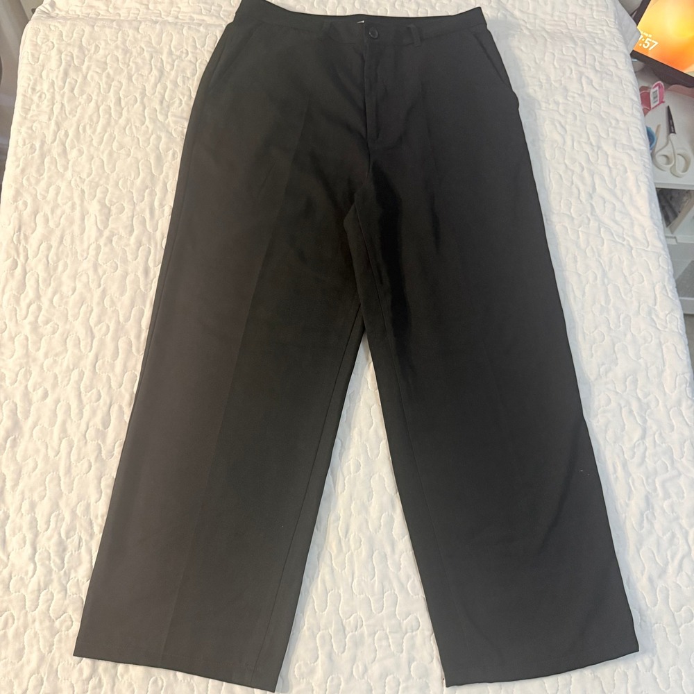 NWOT Halara Women Medium Trousers Black Wide Leg High Rise Office Workwear